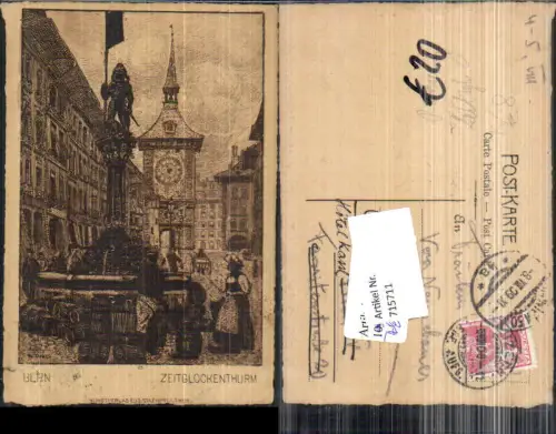 715711 Künstler AK Radierung Eugen Stämpfli Bern Berne Zeitglockenturm