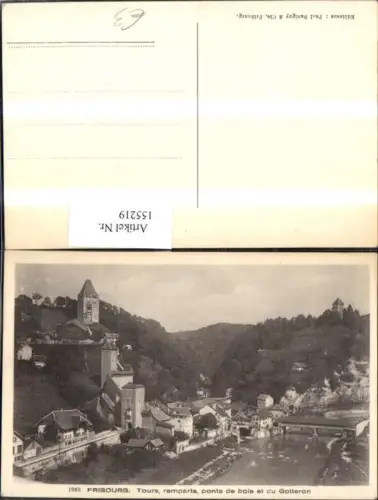 155219,Fribourg Freiburg Tours remparts ponts de bois et du Gotteron Brücke Kt Freiburg