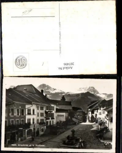 207496,Gruyeres et le Moleson Straßenansicht Brunnen Kt Freiburg