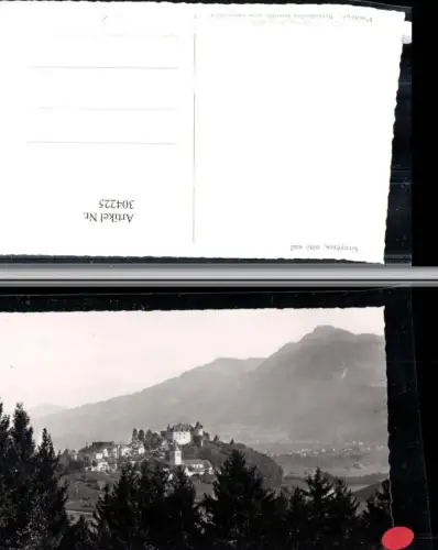 304225,Gruyeres Greyerz cote sud Teilansicht m. Schoss Burg Bergkulisse Kt Freiburg