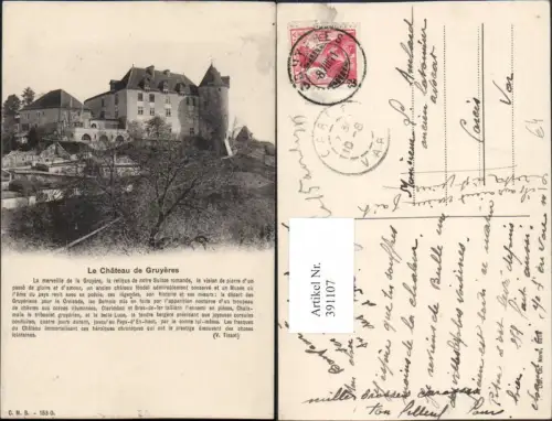 391107,La Chateau de Gruyeres Schloss Greyerz Kt Freiburg