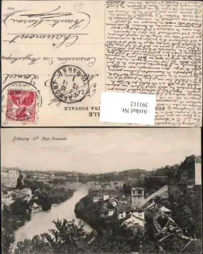391112,Fribourg Freiburg Teilansicht Pont Suspendu Brücke