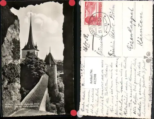 412598,Murten Turm der deutschen Kirche Kt Freiburg