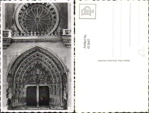 412697,Fribourg Freiburg Cathedrale Porche et rose Kirche Portal Rosenfenster