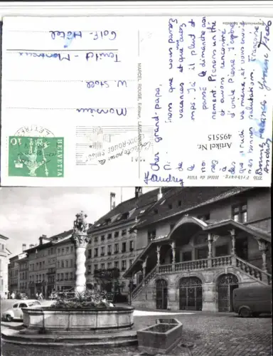 495515,Fribourg Freiburg Hotel de Ville Rathaus Brunnen