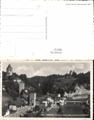586737,Foto Ak Freiburg im Üechtland Fribourg Tours anciennes ponts de bois et du Gotteron Switzerland