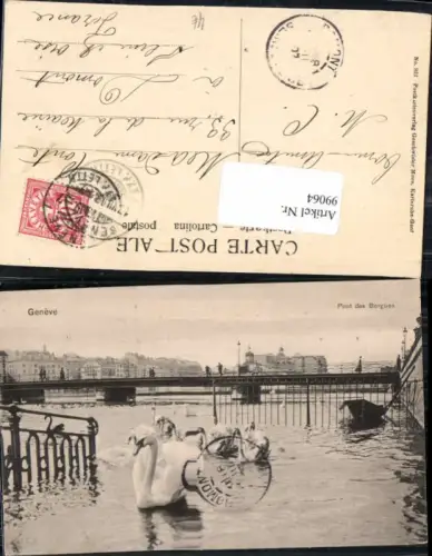 99064,Genf Geneve Pont des Bergues Schwäne Schwan
