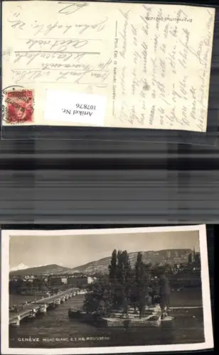 107876,Geneve Mont Blanc et Ile Rousseau Ansicht 1929 Kanton Genf