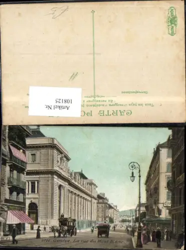 108125,Geneve La rue du Mont Blanc Strassenansicht Kutsche Kanton Genf