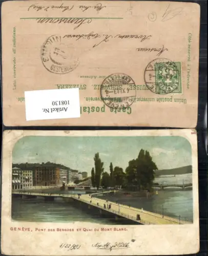 108130,Geneve Pont des Bergues et Quai du Mont Blanc Brücke 1903 Kanton Genf