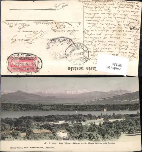 108154,Le Mont Blanc vu du Musee Ariana pres Geneve 1908 Kanton Genf