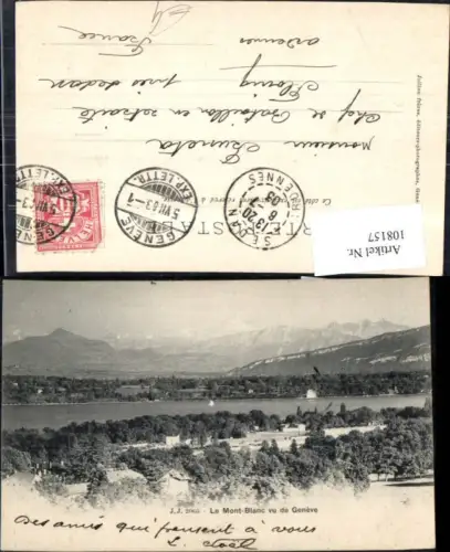 108157,Le Mont Blanc vu de Geneve 1903 Kanton Genf