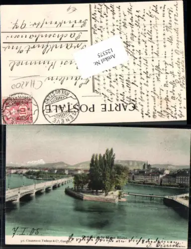 125375,Kanton Genf Geneve Stadt et le Mont Blanc Hafen Häuser 1902