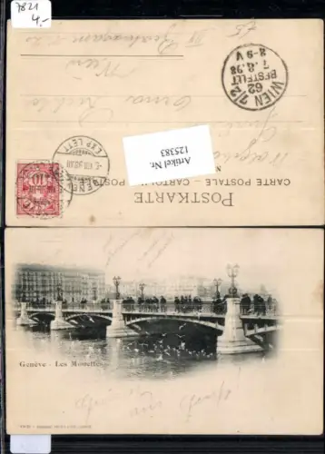 125383,Kanton Genf Geneve Stadt Les Mouettes Brücke Leute 1898