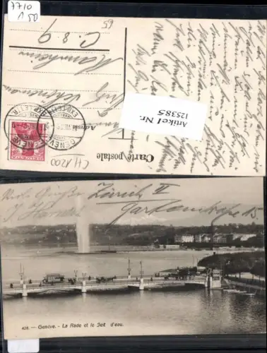 125385,Kanton Genf Geneve Stadt La Rade et le Jet d eau Brücke 1908