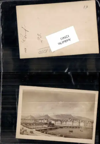 125411,Kanton Genf Geneve Stadt Hotels Hafen CDV Foto um 1880