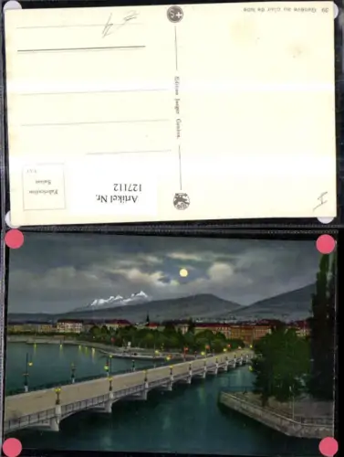 127112,Genf Geneve Brücke Hafen Nachtansicht