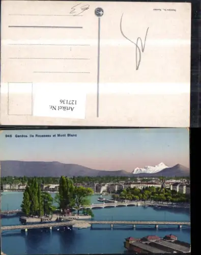 127136,Genf Geneve Ile Rousseau et Mont Blanc
