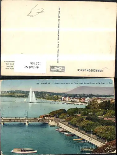 127158,Genf Geneve Panorama vers le Quai des Eaux Vives et le Lac Hafen Schiffe Boote