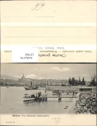 127305,Genf Geneve Vue Generale Debarcadere Hafen Schiff Boot