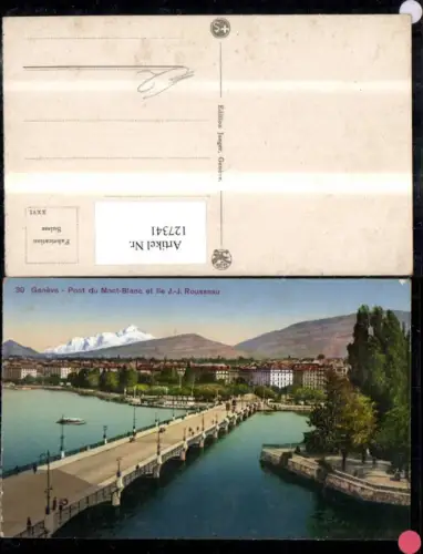 127341,Genf Geneve Pont du Mont Blanc et Ile JJ Rousseau