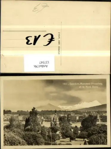 127347,Genf Geneve Monument Brunschwig et le Mont Blanc