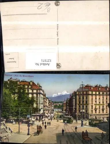 127371,Genf Geneve Rue du Mont Blanc Strassenansicht Strassenbahn