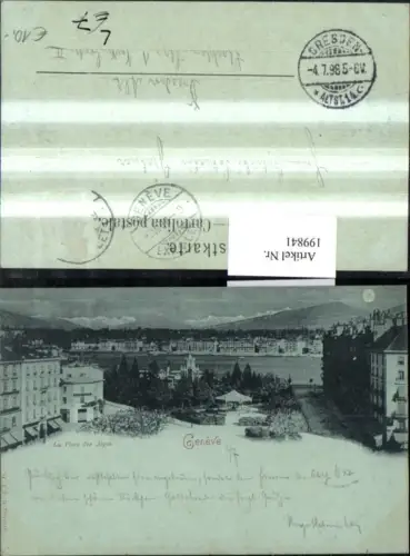 199841,Mond Litho AK Geneve Genf Teilansicht La Place des Alpes
