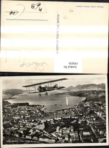199850,Geneve Genf Totale Vue prise en aeroplane Doppeldecker Flugzeug