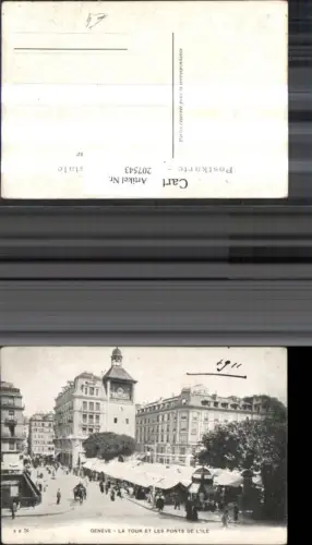207543,Geneve Genf La Tour et les Ponts de L'Ile Straßenansicht Markt Glockenturm Turm
