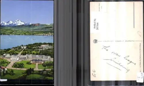 207564,Geneve Genf Le Palais des Nations et le Mont-Blanc