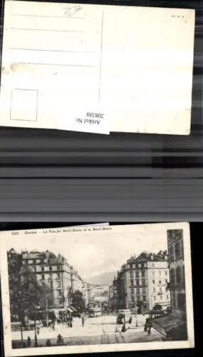 208388,Geneve Genf La Rue du Mont-Blanc et le Mont-Blanc Straßenansicht Hotel Suisse