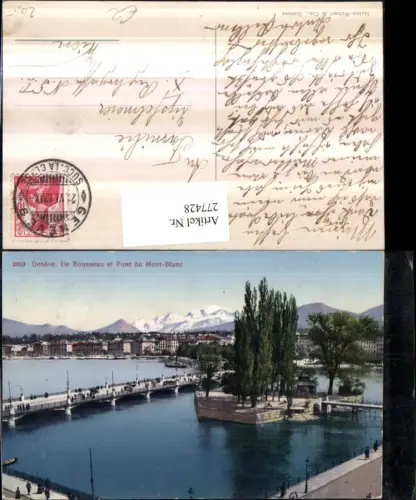 277428,Geneve Genf Ile Rousseau et Pont du Mont-Blanc Insel Brücke