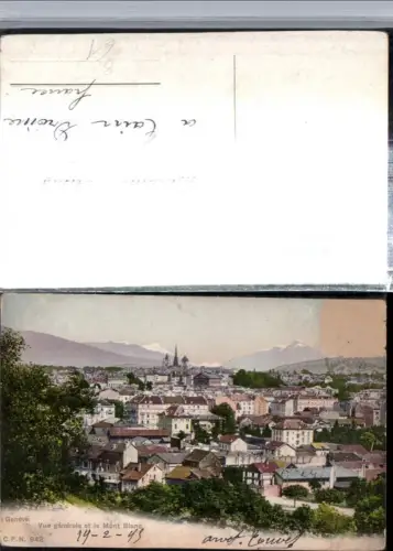 309699,Geneve Genf Totale Vue generale et le Mont Blanc Bergkulisse