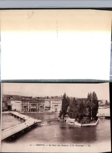 309704,Geneve Genf Le Pont des Bergues Ile Rousseau Insel Brücke