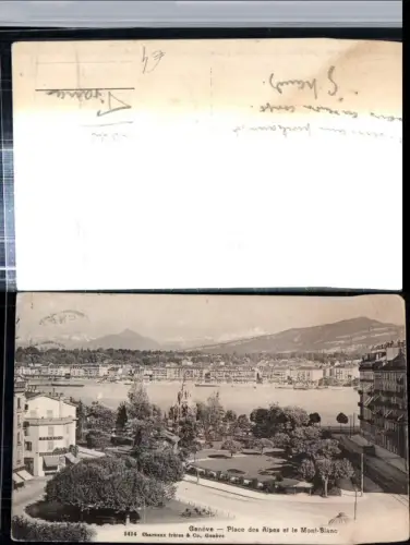 309705,Geneve Genf Teilansicht Place des Alpes et le Mont-Blanc Pension Denkmal