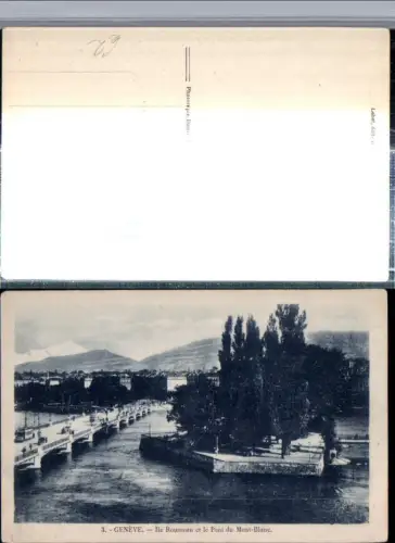 309713,Geneve Genf Ile Rousseau et le Pont du Mont-Blanc Insel Brücke