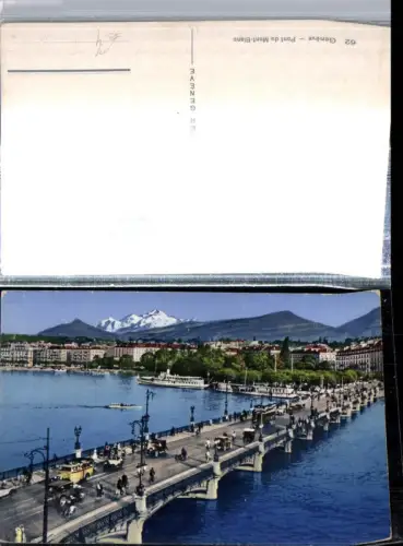 309720,Geneve Genf Teilansicht Pont du Mont-Blanc Brücke Dampfer Bergkulisse