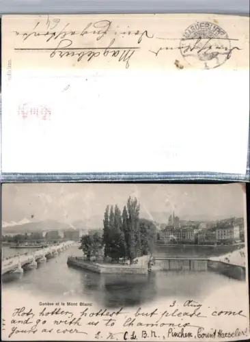 309723,Geneve Genf Teilansicht et le Mont-Blanc Insel Brücke