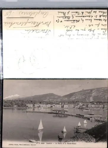 309727,Geneve Genf Teilansicht La Rade et le Mont-Blanc Segelboote