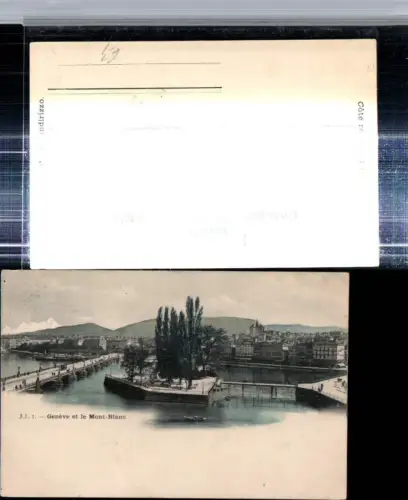 309729,Geneve Genf Teilansicht et le Mont-Blanc Insel Brücke