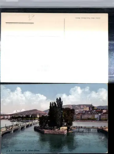 309740,Geneve Genf Teilansicht et le Mont-Blanc Insel Brücke