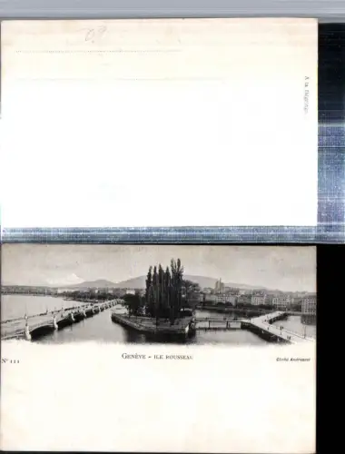 309748,Geneve Genf Teilansicht Ile Rousseau Insel Brücken