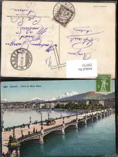 350733,Geneve Genf Pont du Mont Blanc Brücke Litfaßsäule