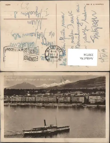 350734,Geneve Genf Quai des Eaux-Vives et le Mont-Blanc Dampfer