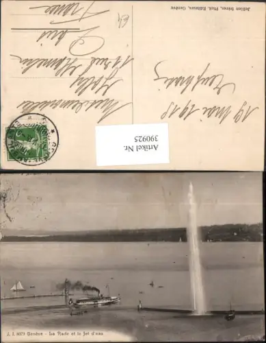 390925,Geneve Genf La Rade et le Jet d'eau Fontäne Dampfer