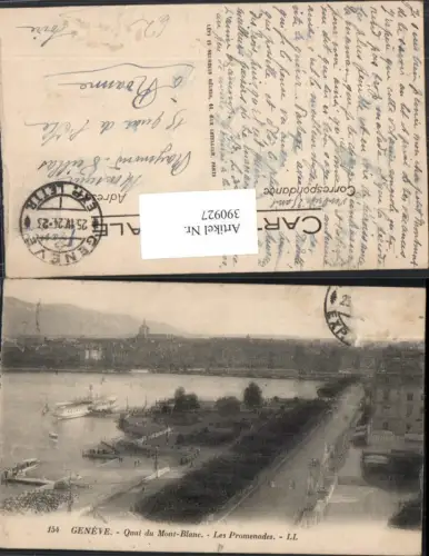 390927,Geneve Genf Quai du Mont-Blanc Les Promenades Teilansicht Dampfer