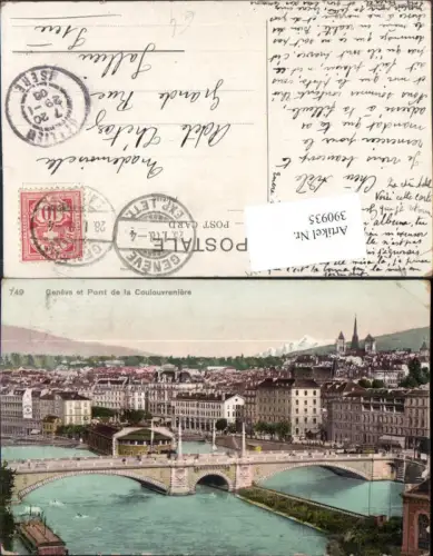 390935,Geneve Genf et Pont de la Coulouvreniere Teilansicht Brücke