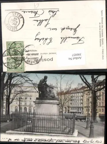 390937,Geneve Genf Monument de Jean Jacques Rousseau Denkmal Statue