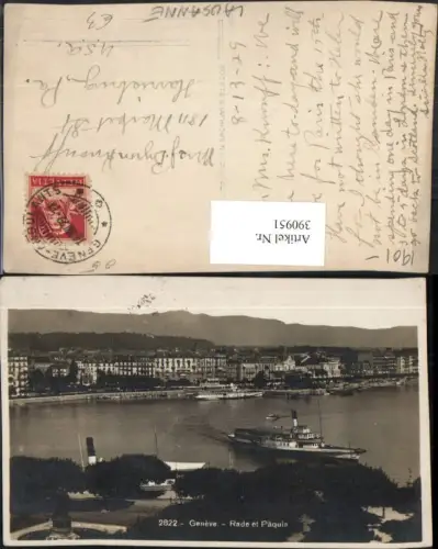 390951,Geneve Genf Rade et Paquis Teilansicht Dampfer Lausanne